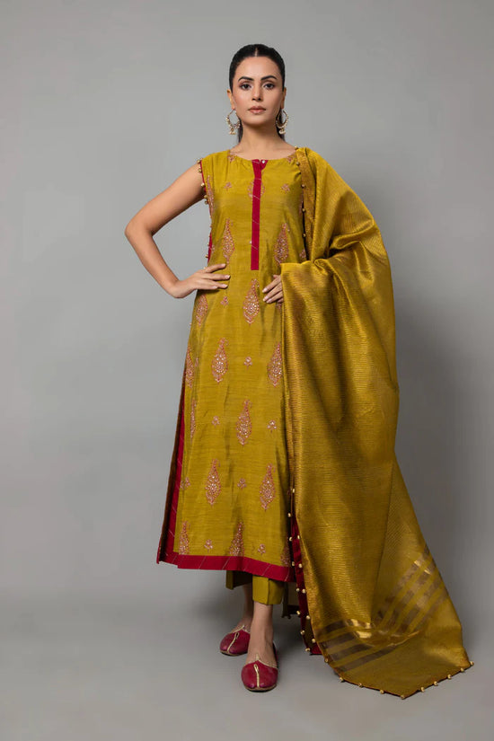 EMBROIDERED & EMBELISHED RAW SILK 2 PCS (UNSTITCHED)